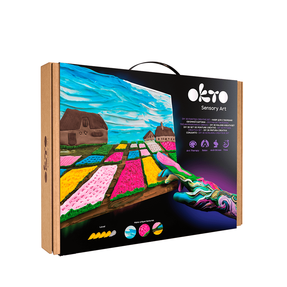 OKTO – Diy 3D Malerei Kreatives Set ”Blumenbeete In Holland” 30*40 Сm | 3D Holzpuzzle - Lama Welt