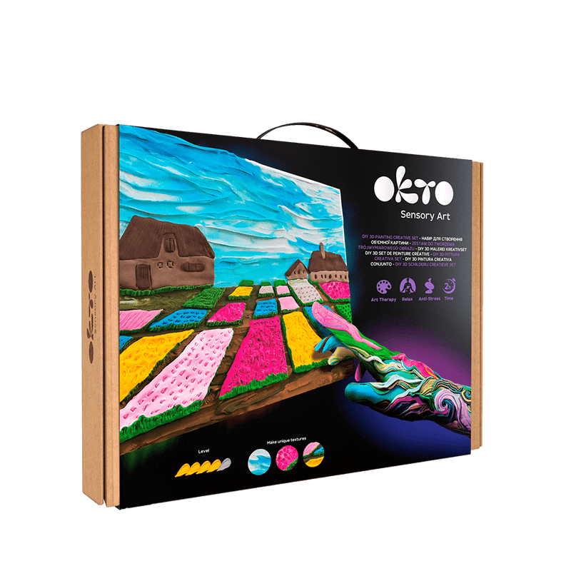 OKTO – Diy 3D Malerei Kreatives Set ”Blumenbeete In Holland” 30*40 Сm | 3D Holzpuzzle - Lama Welt