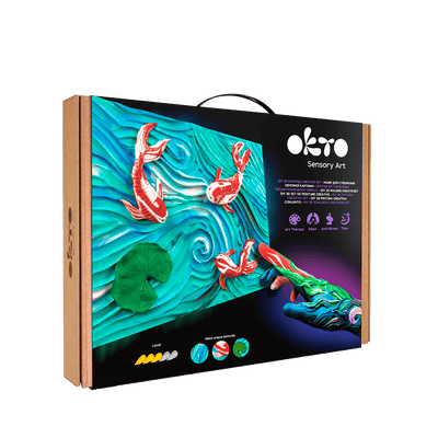 OKTO – Diy 3D Malerei Kreatives Set ”Koi - Karpfen” 30*40 Сm | 3D Holzpuzzle - Lama Welt