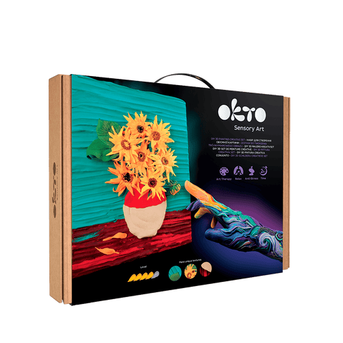 OKTO – Diy 3D Malerei Kreatives Set ”Sonnenblumen” 30*40 Сm | 3D Holzpuzzle - Lama Welt