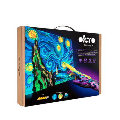 OKTO – Diy 3D Malerei Kreatives Set ”Sternennacht” 30*40 Сm | 3D Holzpuzzle - Lama Welt