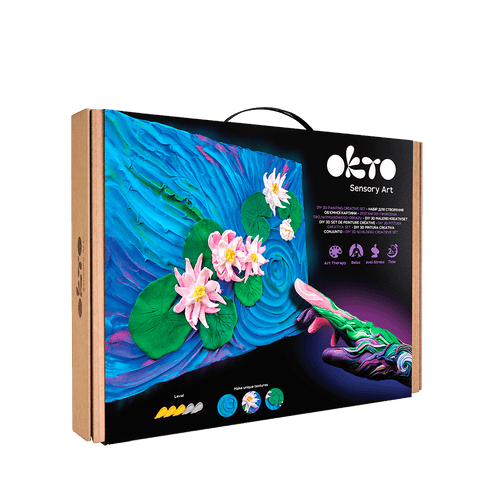 OKTO – Diy 3D Malerei Kreatives Set ”Wasserlilien” 30*40 Сm | 3D Holzpuzzle - Lama Welt