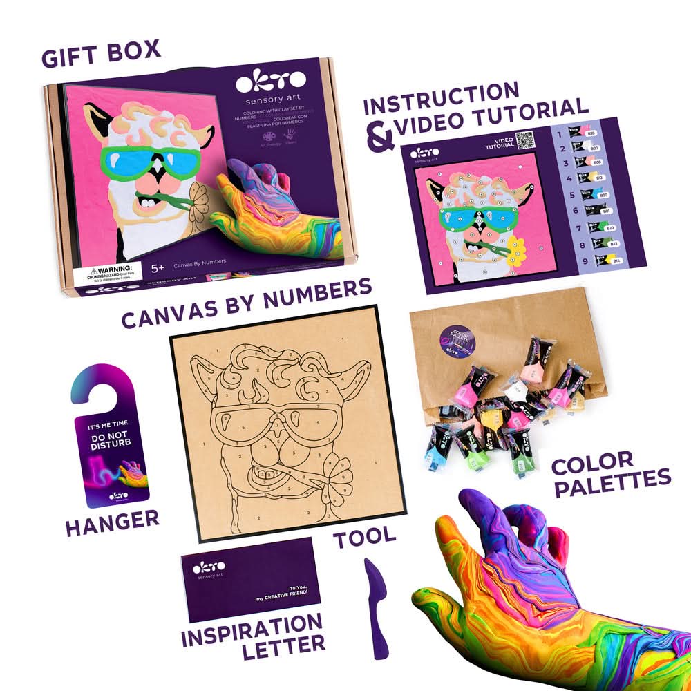 Okto l DIY 3D Malerei Set "Lama" | Knet - Art - Lama Welt