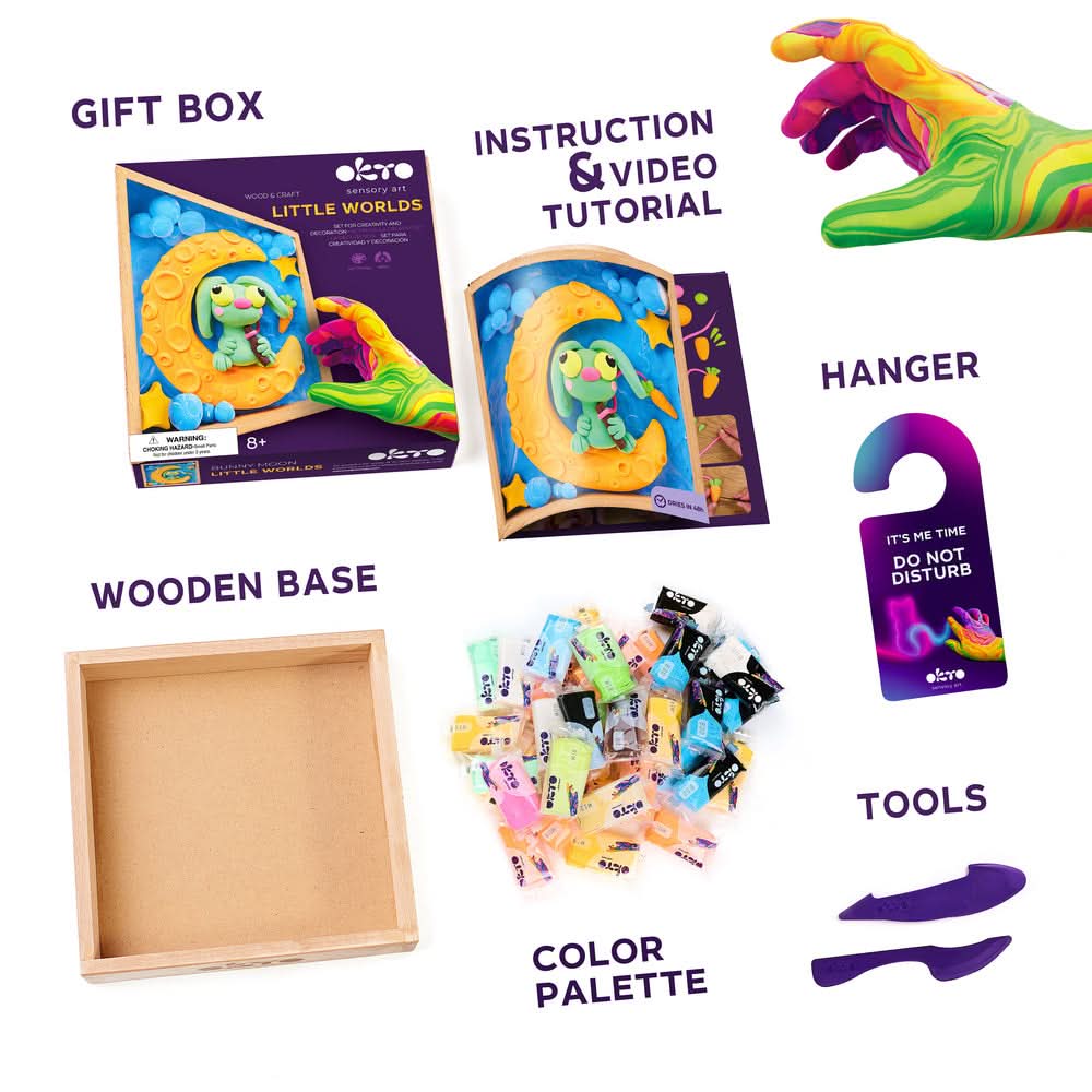 Okto l DIY 3D Malerei Set "Little Worlds Bunny on the Moon" | Knet - Art - Lama Welt