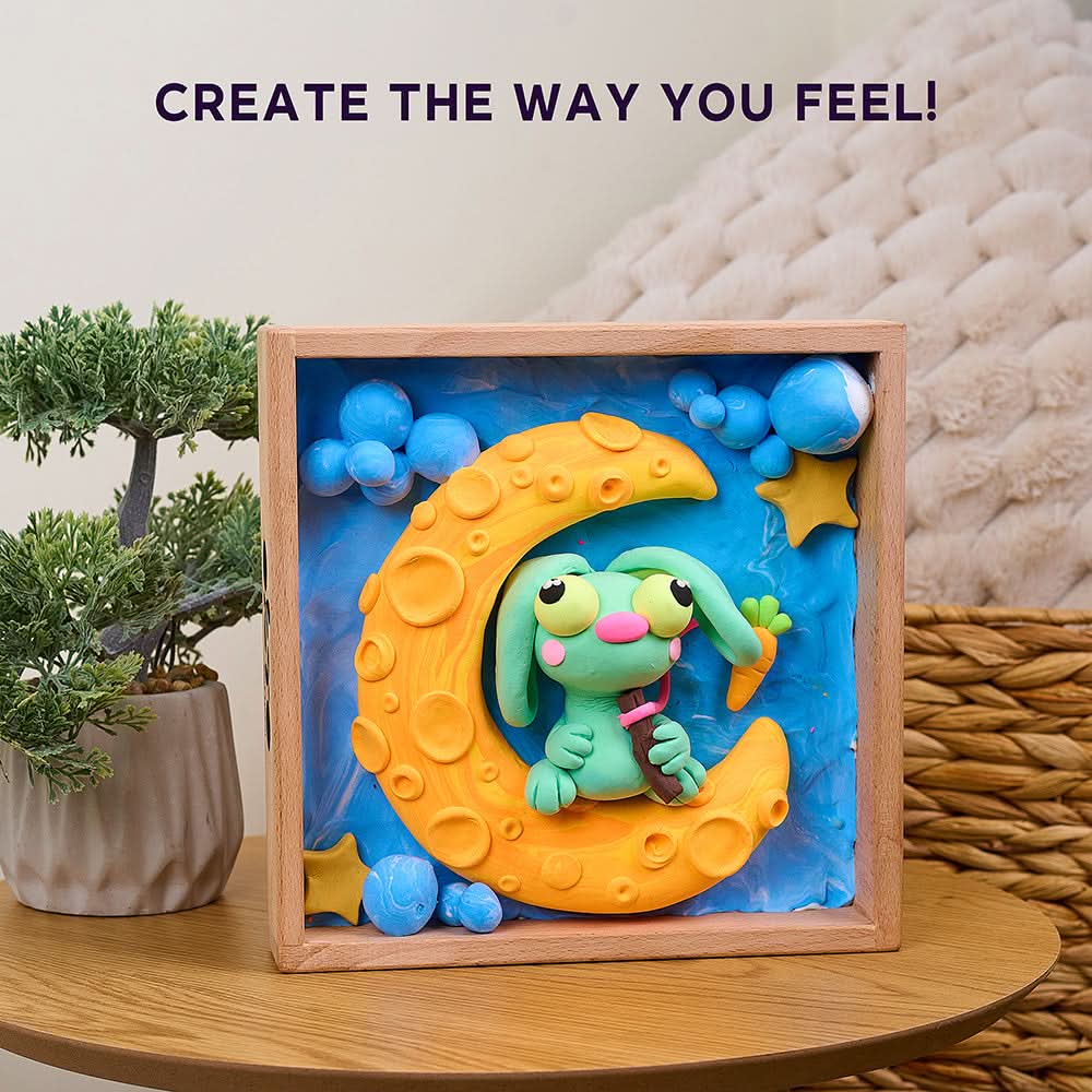 Okto l DIY 3D Malerei Set "Little Worlds Bunny on the Moon" | Knet - Art - Lama Welt