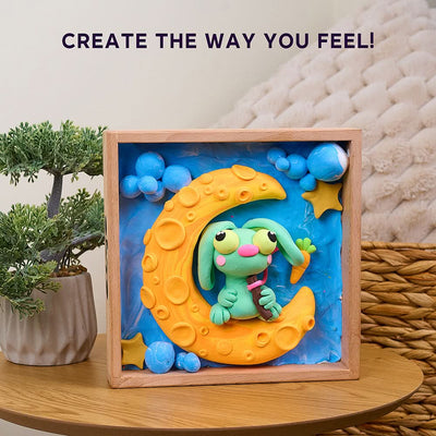 Okto l DIY 3D Malerei Set "Little Worlds Bunny on the Moon" | Knet - Art - Lama Welt