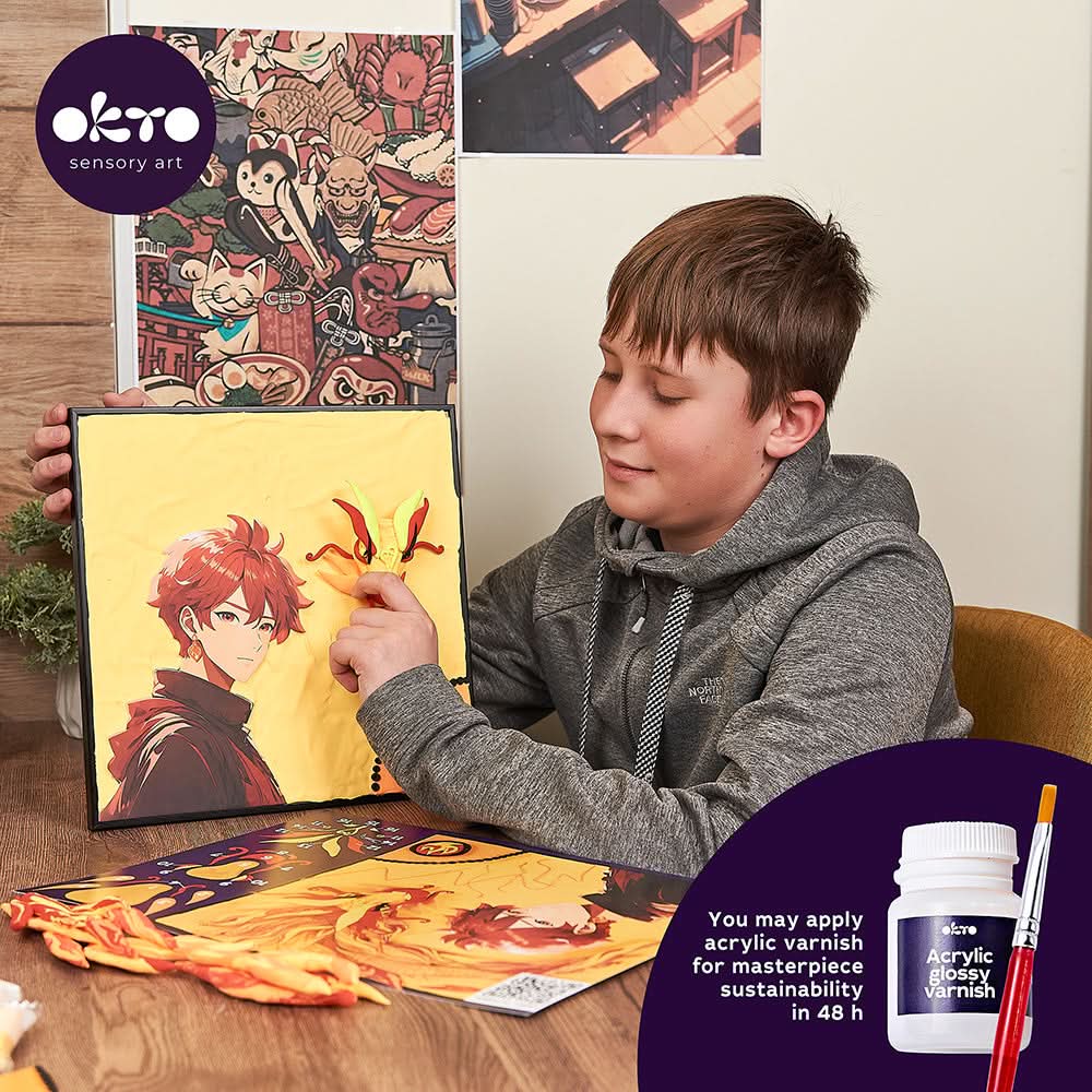 Okto l DIY 3D Malerei Set "Manga Fire" | Knet - Art - Lama Welt