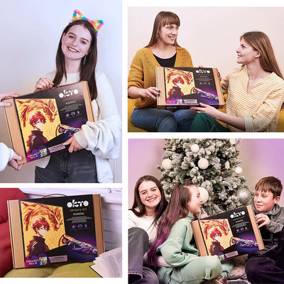 Okto l DIY 3D Malerei Set "Manga Fire" | Knet - Art - Lama Welt