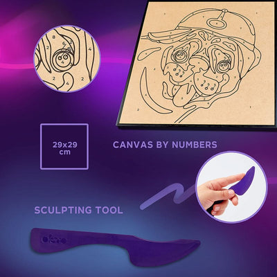 Okto l DIY 3D Malerei Set "Mops" | Knet - Art - Lama Welt