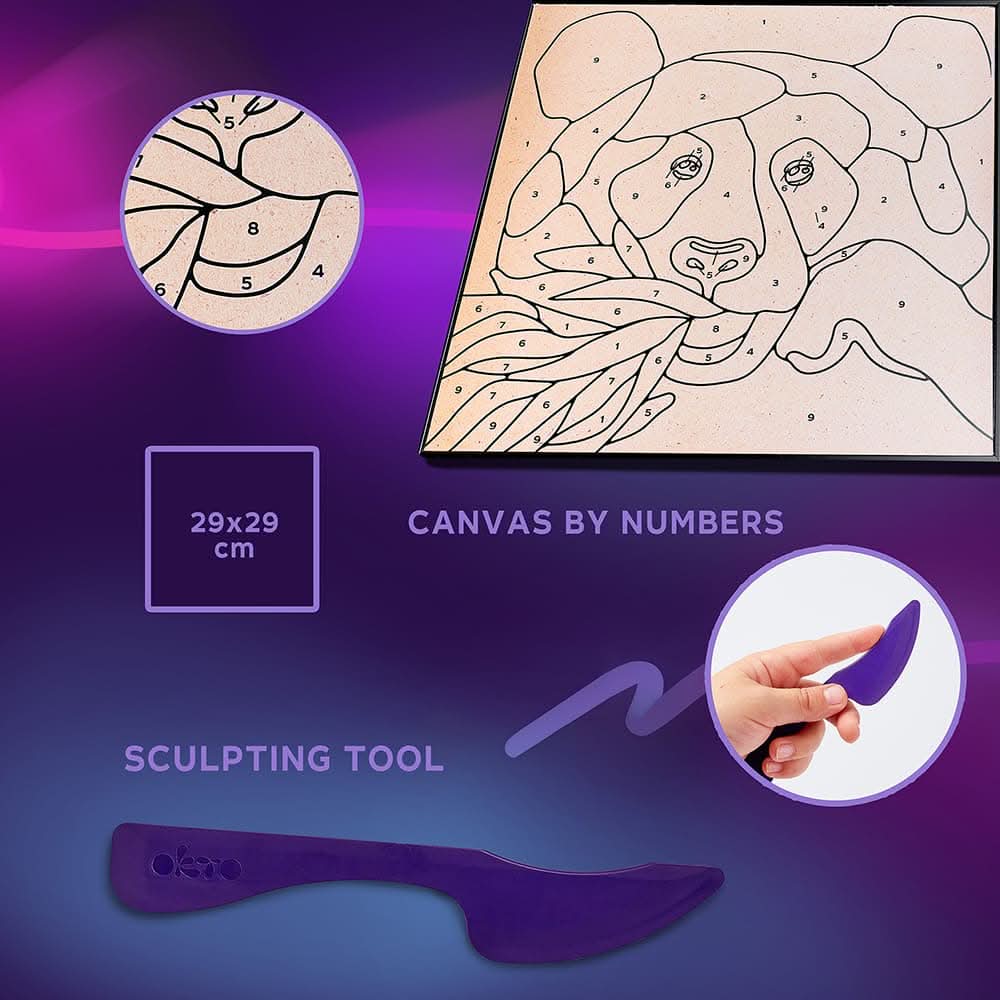 OKTO – Panda Knetset Zum Ausmalen 30*30 Cm | 3D Holzpuzzle - Lama Welt