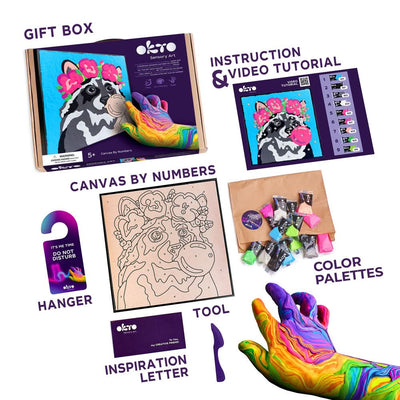 OKTO – Waschbär Knetset Zum Ausmalen 30*30 Cm | 3D Holzpuzzle - Lama Welt