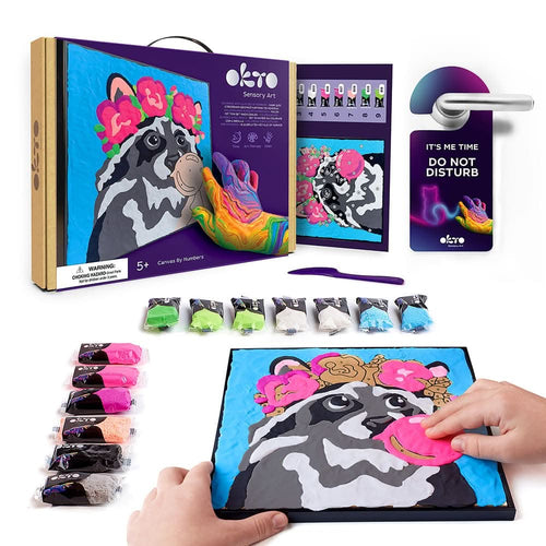 OKTO – Waschbär Knetset Zum Ausmalen 30*30 Cm | 3D Holzpuzzle - Lama Welt