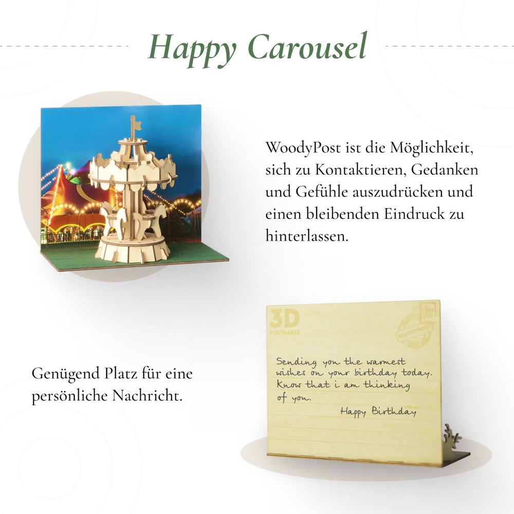 Postkarte “Happy carousel” - Lama Welt