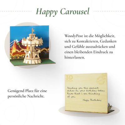 Postkarte “Happy carousel” - Lama Welt