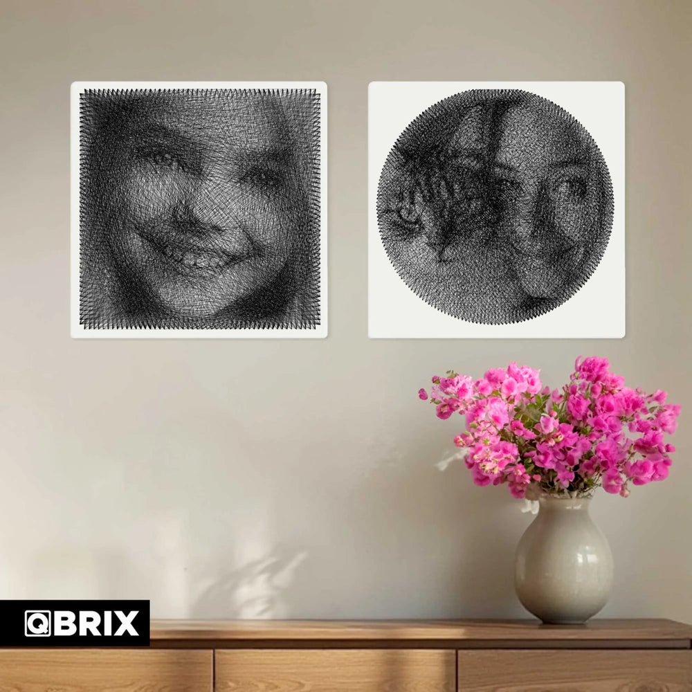 QBRIX | Persönliches String - Art Herz oder Quadrat/Rundbild aus deinem Foto | Personalisierte Geschenke - Lama Welt