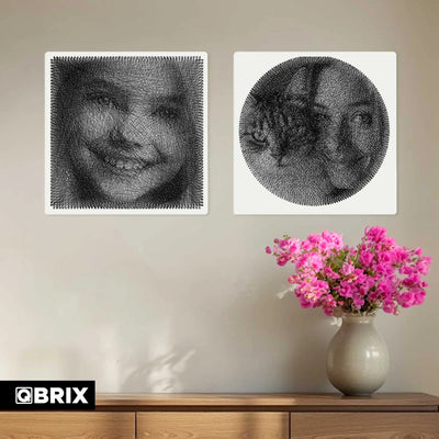 QBRIX | Persönliches String - Art Herz oder Quadrat/Rundbild aus deinem Foto | Personalisierte Geschenke - Lama Welt