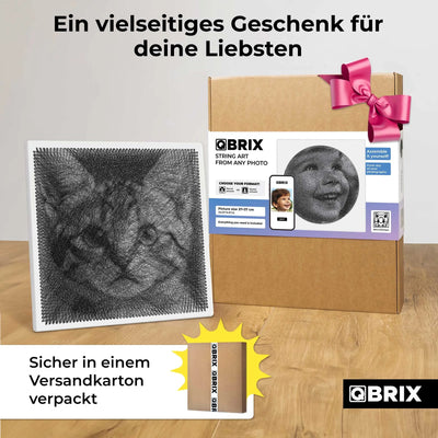 QBRIX | Persönliches String - Art Herz oder Quadrat/Rundbild aus deinem Foto | Personalisierte Geschenke - Lama Welt
