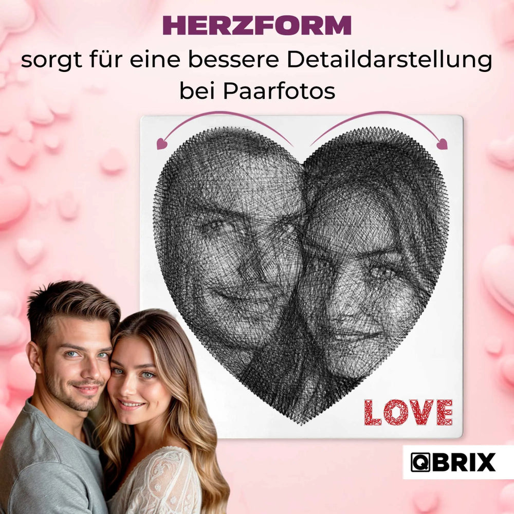 QBRIX | Persönliches String - Art Herz oder Quadrat/Rundbild aus deinem Foto | Personalisierte Geschenke - Lama Welt