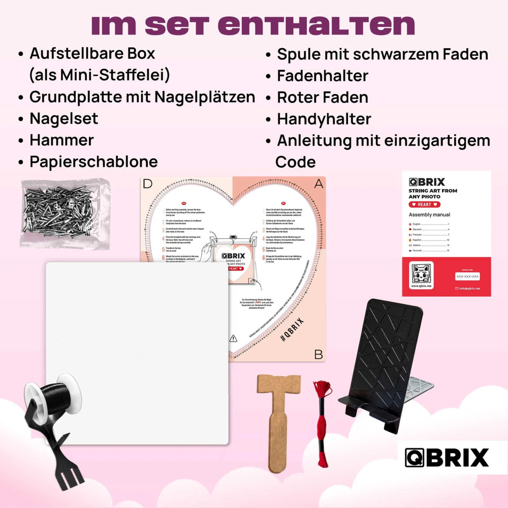 QBRIX | Persönliches String - Art Herz oder Quadrat/Rundbild aus deinem Foto | Personalisierte Geschenke - Lama Welt