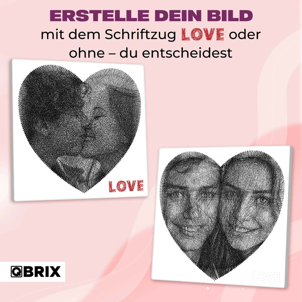 QBRIX | Persönliches String - Art Herz oder Quadrat/Rundbild aus deinem Foto | Personalisierte Geschenke - Lama Welt