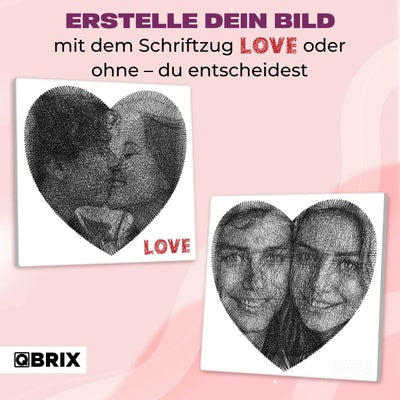 QBRIX | Persönliches String - Art Herz oder Quadrat/Rundbild aus deinem Foto | Personalisierte Geschenke - Lama Welt