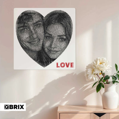 QBRIX | Persönliches String - Art Herz oder Quadrat/Rundbild aus deinem Foto | Personalisierte Geschenke - Lama Welt