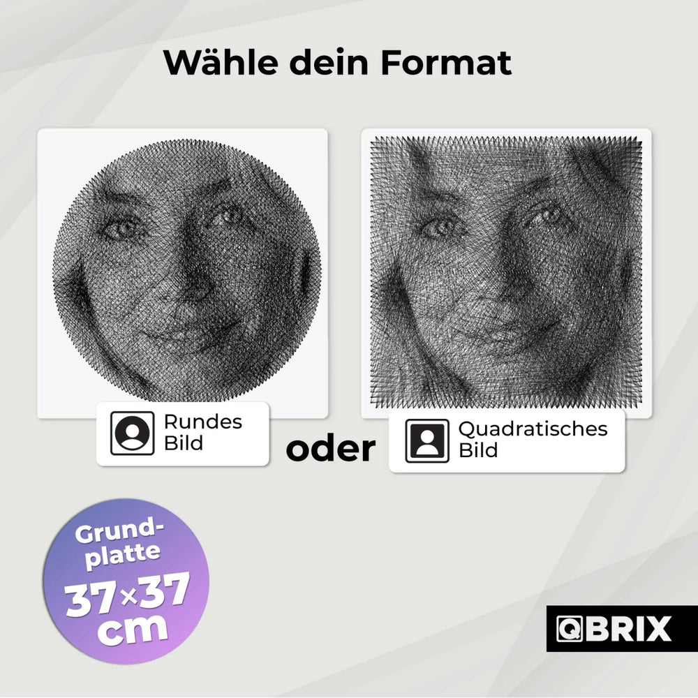 QBRIX | Persönliches String - Art Herz oder Quadrat/Rundbild aus deinem Foto | Personalisierte Geschenke - Lama Welt
