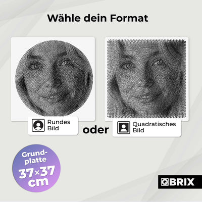 QBRIX | Persönliches String - Art Herz oder Quadrat/Rundbild aus deinem Foto | Personalisierte Geschenke - Lama Welt