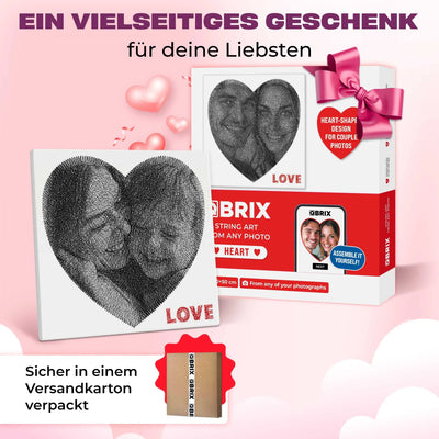QBRIX | Persönliches String - Art Herz oder Quadrat/Rundbild aus deinem Foto | Personalisierte Geschenke - Lama Welt