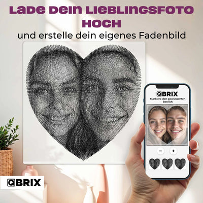 QBRIX | Persönliches String - Art Herz oder Quadrat/Rundbild aus deinem Foto | Personalisierte Geschenke - Lama Welt