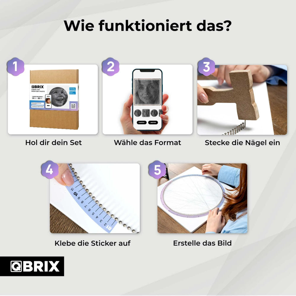 QBRIX | Persönliches String - Art Herz oder Quadrat/Rundbild aus deinem Foto | Personalisierte Geschenke - Lama Welt