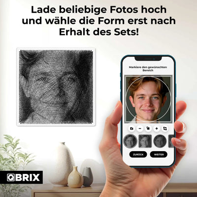 QBRIX | Persönliches String - Art Herz oder Quadrat/Rundbild aus deinem Foto | Personalisierte Geschenke - Lama Welt