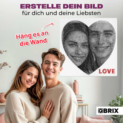 QBRIX | Persönliches String - Art Herz oder Quadrat/Rundbild aus deinem Foto | Personalisierte Geschenke - Lama Welt