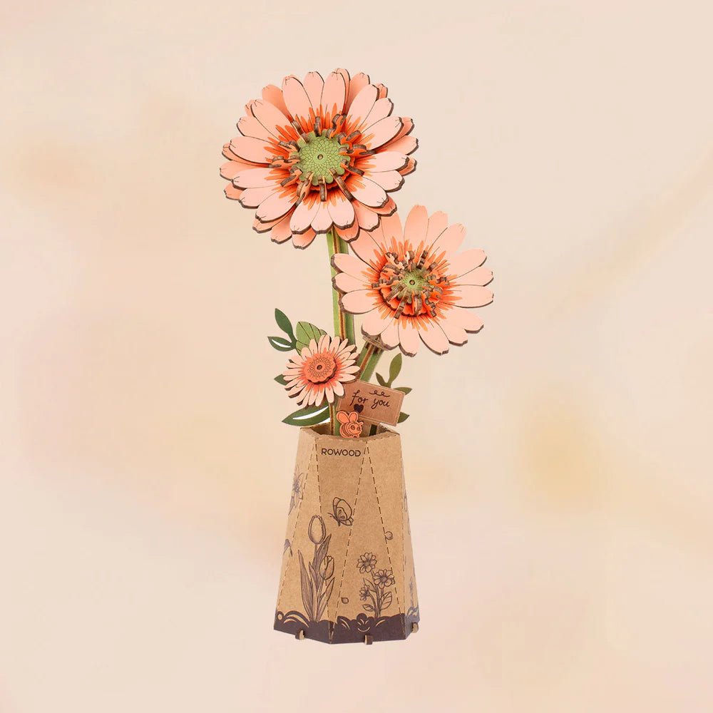 Robotime l Blumen - Deko „Light Orange Gerbera“ | 3D Holzpuzzle - Lama Welt