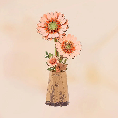 Robotime l Blumen - Deko „Light Orange Gerbera“ | 3D Holzpuzzle - Lama Welt