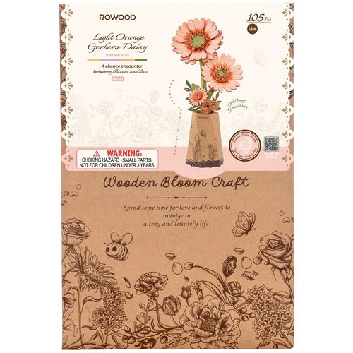 Robotime l Blumen - Deko „Light Orange Gerbera“ | 3D Holzpuzzle - Lama Welt