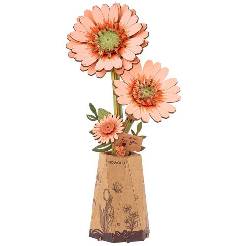 Robotime l Blumen - Deko „Light Orange Gerbera“ | 3D Holzpuzzle - Lama Welt