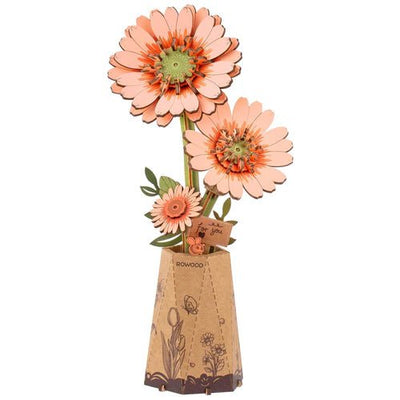 Robotime l Blumen - Deko „Light Orange Gerbera“ | 3D Holzpuzzle - Lama Welt