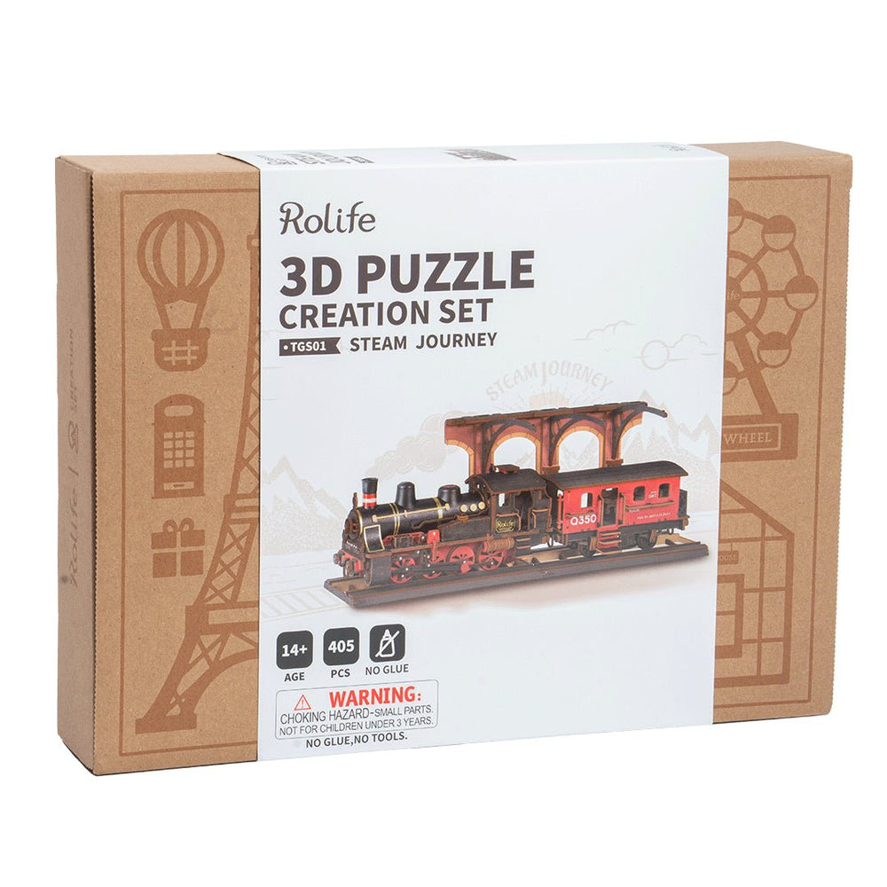 Robotime l Dampflokomotive | 3D Holzpuzzle - Lama Welt