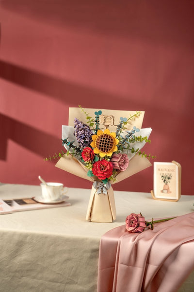 Robotime l Holzblumenstrauß | 3D Holzpuzzle Blumenserie - Lama Welt