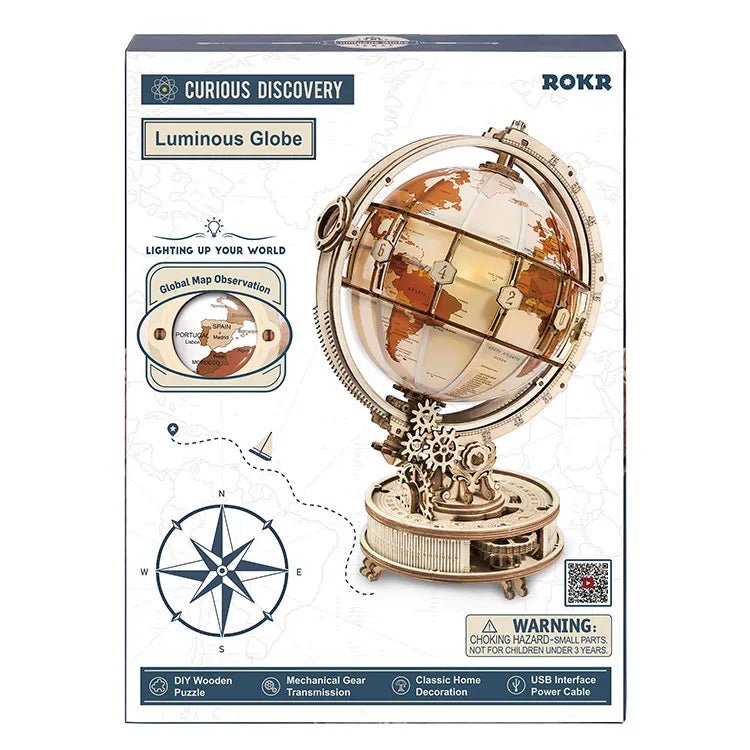 Robotime l Leuchtender Globus | 3D Holzpuzzle - Lama Welt