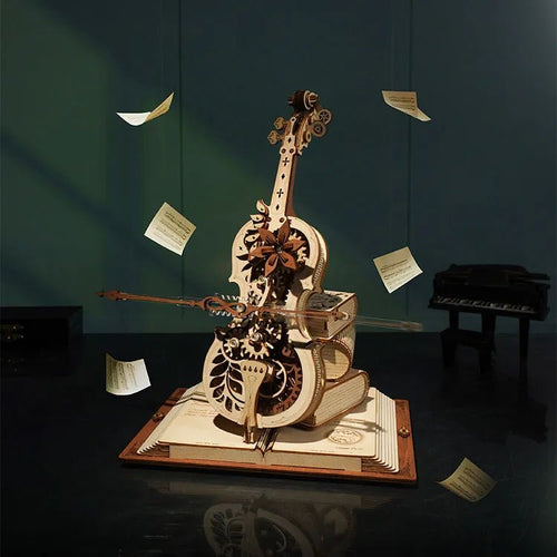 Robotime l Magic Cello Musikbox | 3D Holzpuzzle - Lama Welt