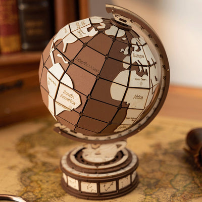 Robotime l Mechanischer Weltwunder - Globus | 3D Holzpuzzle - Lama Welt