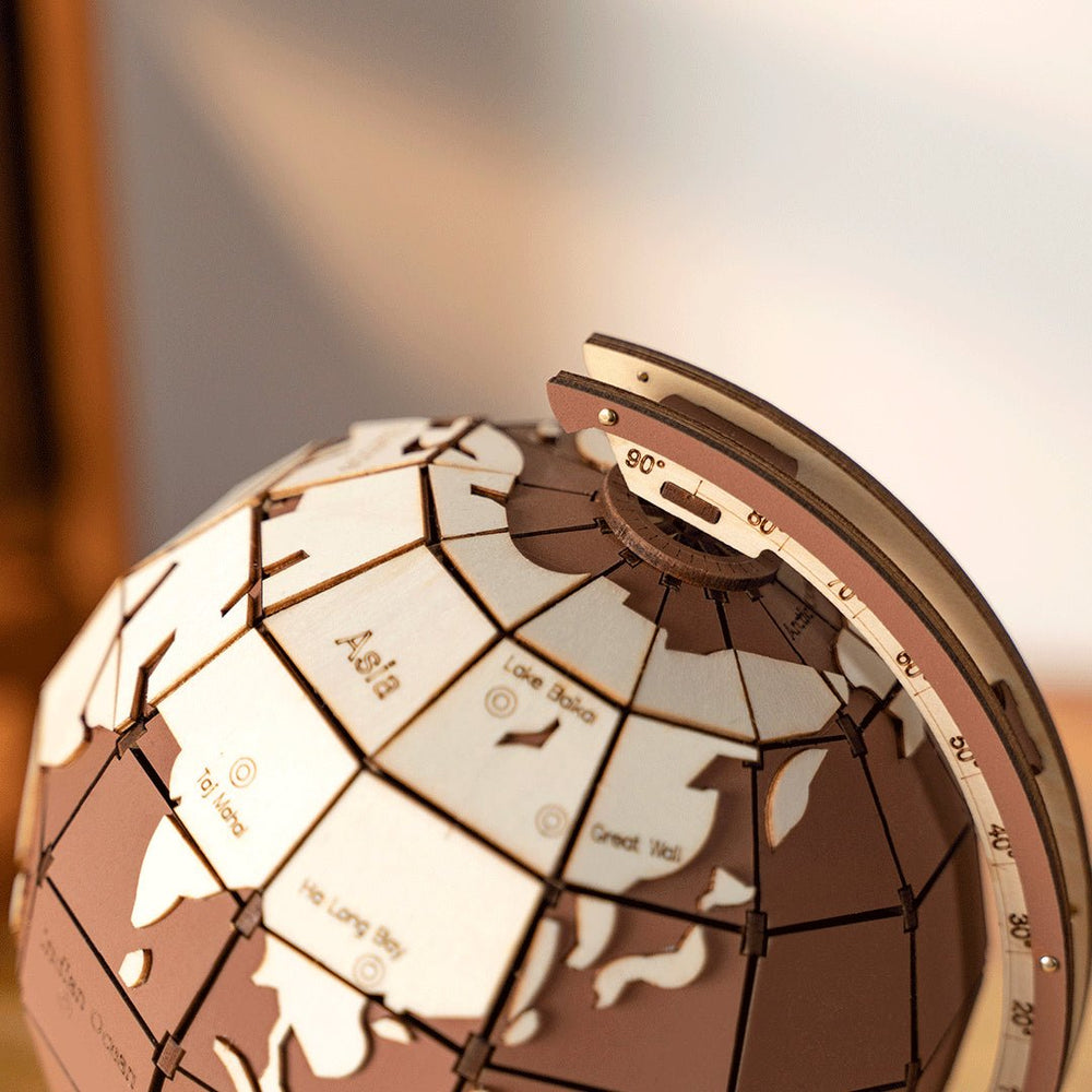 Robotime l Mechanischer Weltwunder - Globus | 3D Holzpuzzle - Lama Welt