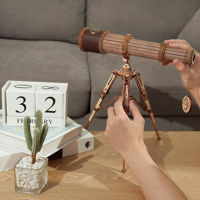 Robotime l Monokulares Fernrohr | 3D Holzpuzzle - Lama Welt