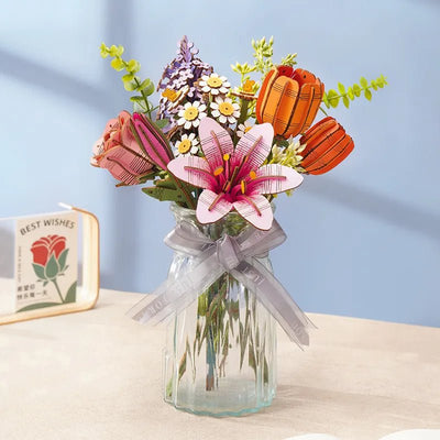 Robotime l Orange Tulpe | 3D Holzpuzzle Blumenserie - Lama Welt