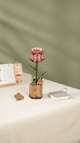 Robotime l Pinke Rose | 3D Holzpuzzle Blumenserie - Lama Welt