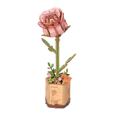 Robotime l Pinke Rose | 3D Holzpuzzle Blumenserie - Lama Welt