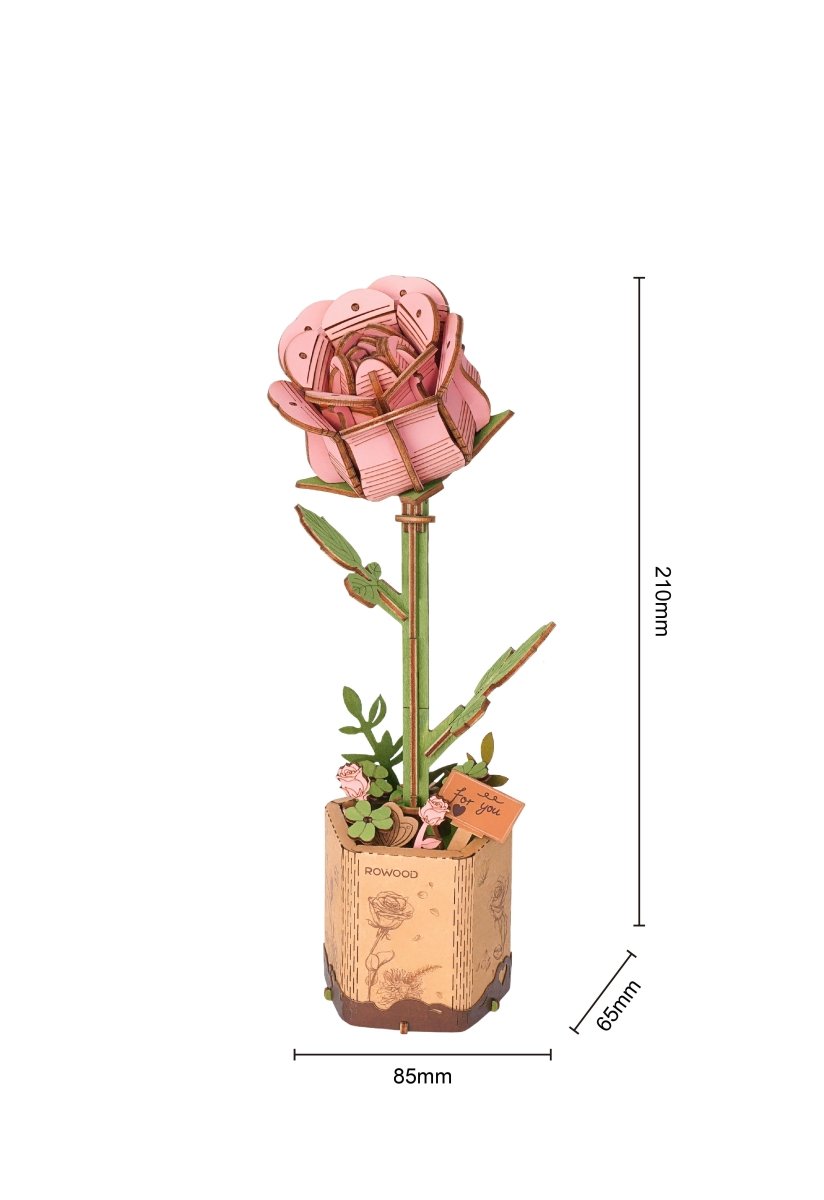 Robotime l Pinke Rose | 3D Holzpuzzle Blumenserie - Lama Welt