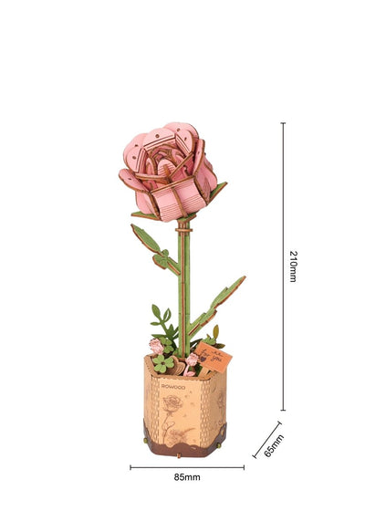 Robotime l Pinke Rose | 3D Holzpuzzle Blumenserie - Lama Welt